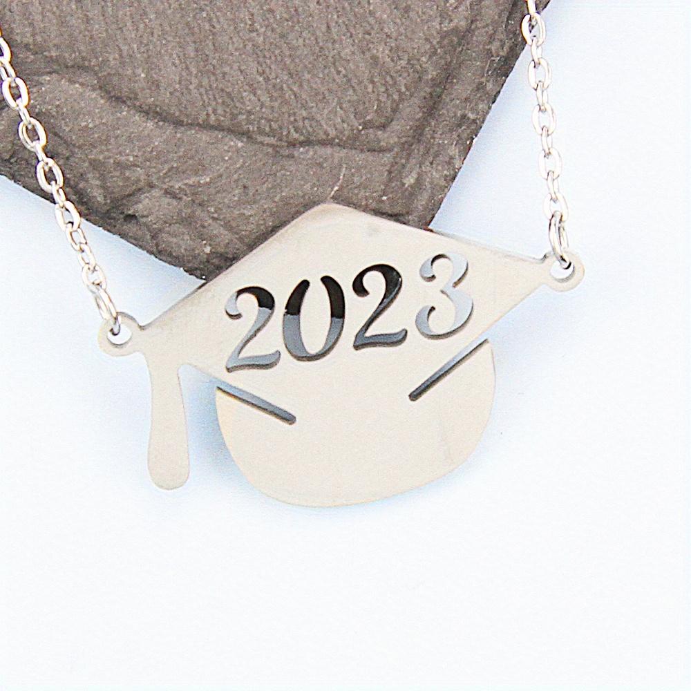 Bachelors Cap Pendant Necklace Stainless Steel Graduation Gift